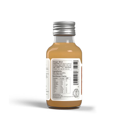Happnin Hlth Ginger Shot | Cold Pressed Ginger, Honey & Lemon Juice | No Added Sugar, No Preservatives | 40ml Single-Serve Wellness Shot